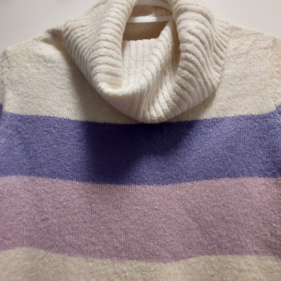 SUZY SHIER Cowl Neck Long Sleeves Color Block Pullover Sweater - Sz XS/TP - Picture 5 of 11